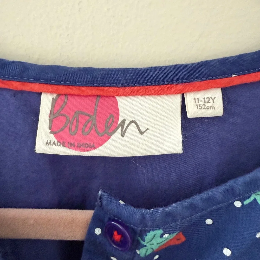 Boden Girls Navy Blue Strawberry Polka Dot Cotton‎ Romper Jumpsuit 11-12Y 152cm